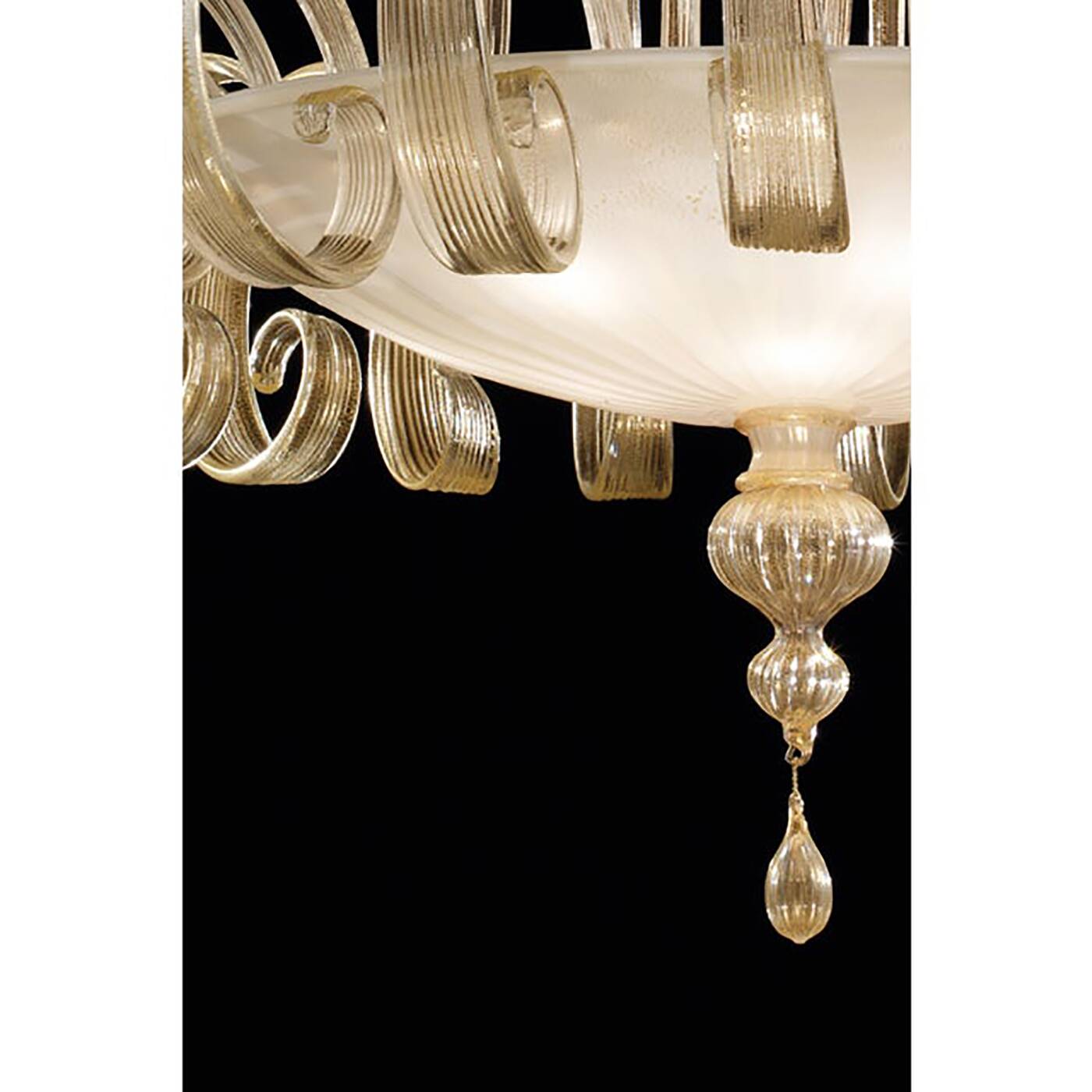Venetian White and Gold Murano Style Glass Chandelier