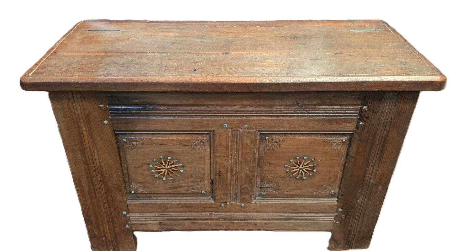 Small Breton Chest Decorated with Brass Nails