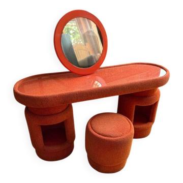 Coiffeuse avec chaises de Kecskemét Furniture, 1975, lot de 3