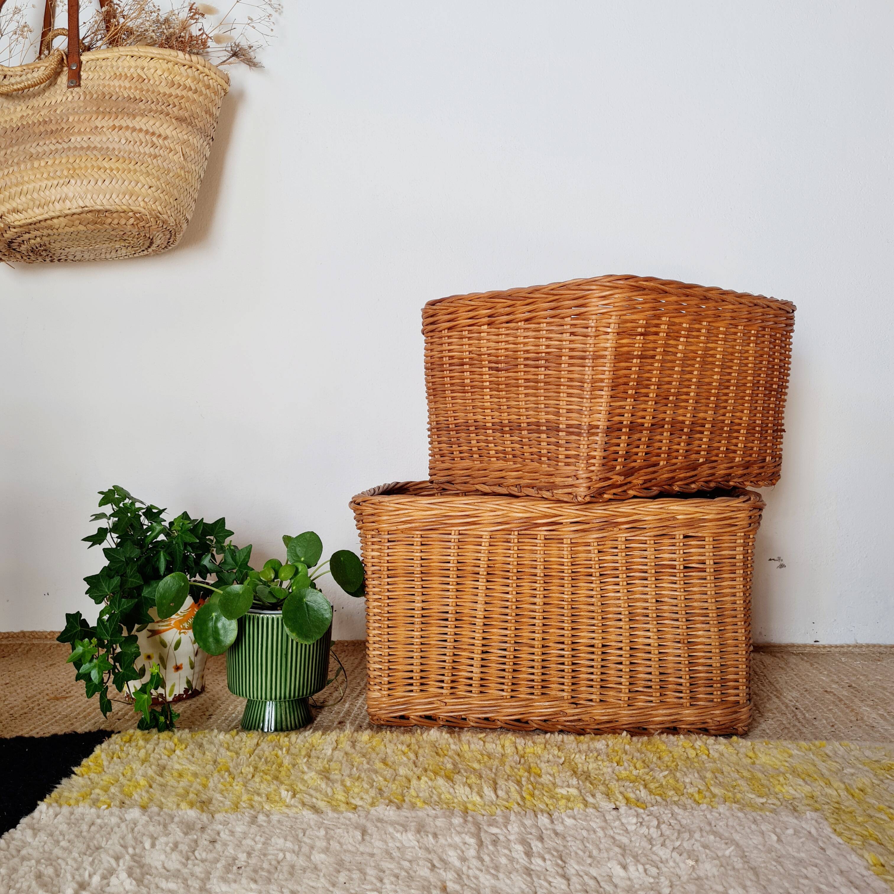 Pair of wicker baskets - planters