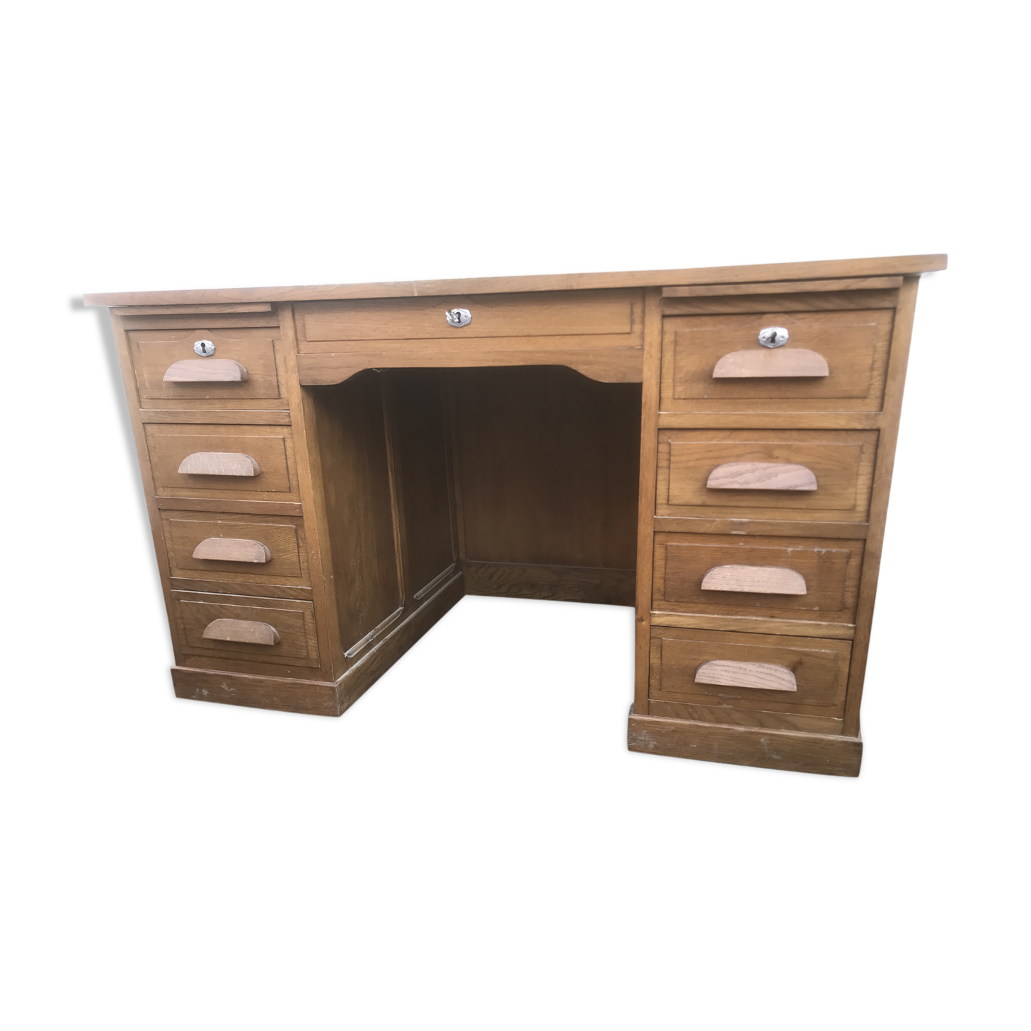 Bureau à caissons en chêne clair