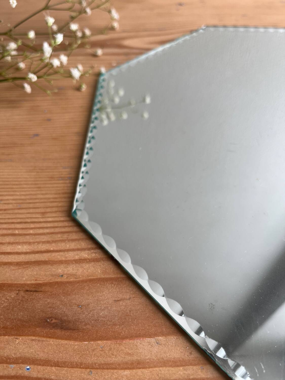 Vintage octagonal beveled mirror