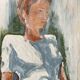 Painting signed pastel female portrait “light in the garden”