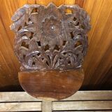 Carved wood shelf vintage birds & flowers decor