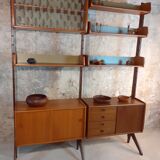 Self-supporting teak shelves ergo, vintage scandinavian 1960s