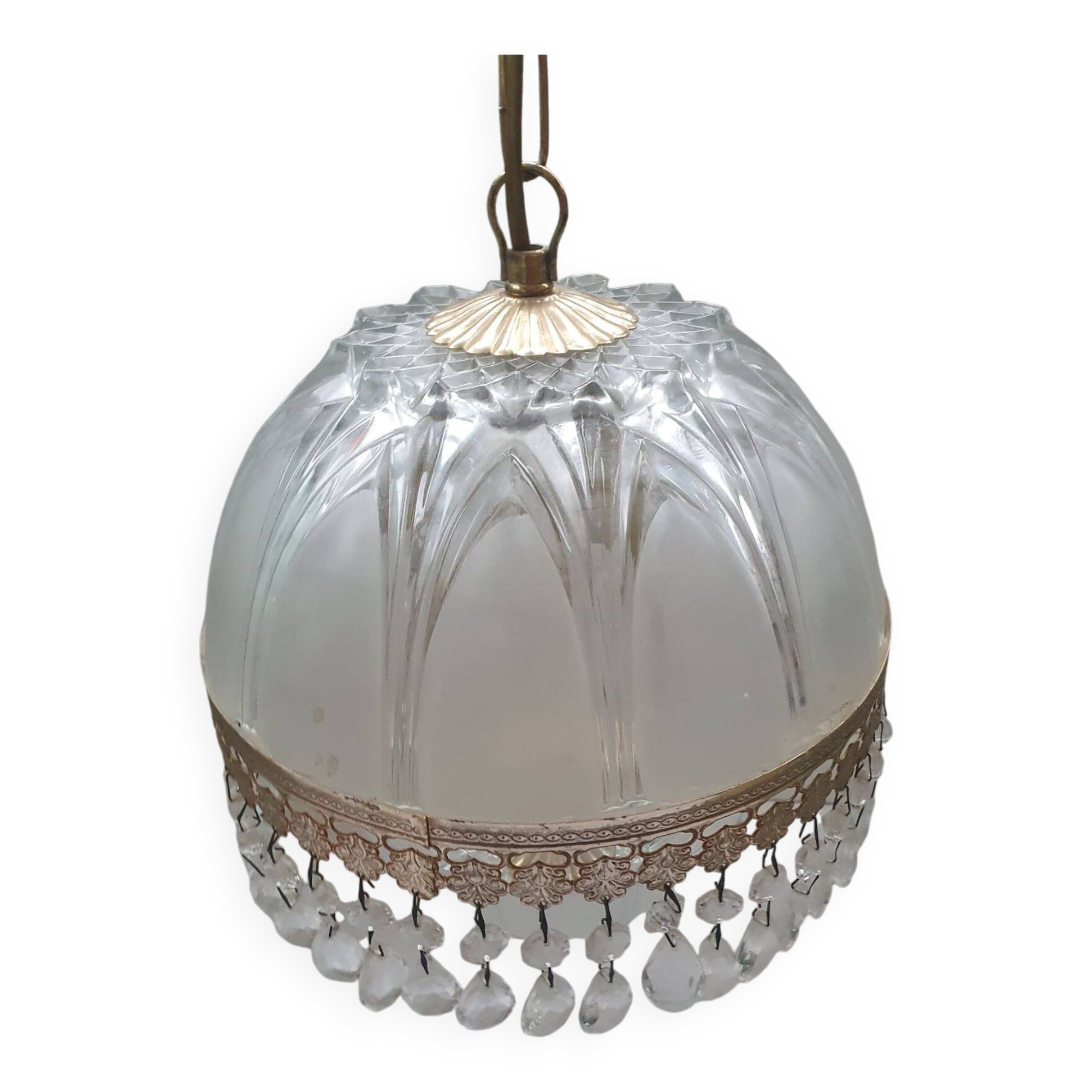 Large vintage ball chandelier with tassels