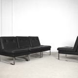 Minimalist german leather & chrome modular sofa from Klöber, 1980s