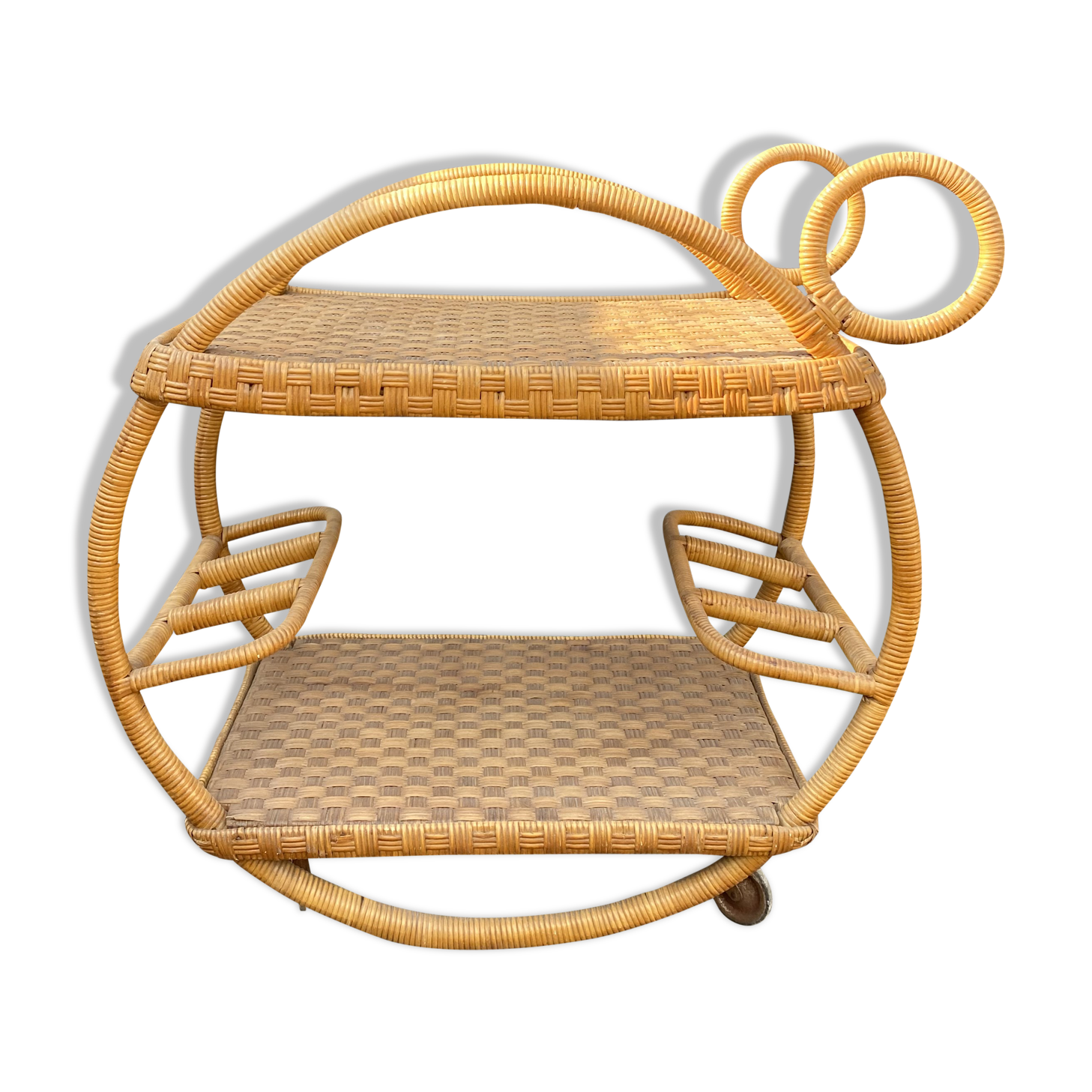 1960 Wicker Rolling Bar