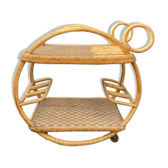 1960 Wicker Rolling Bar