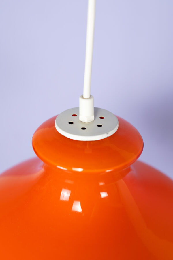 Orange opaline glass pendant lamp from the 1960s