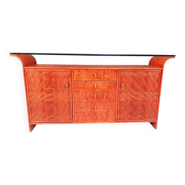 Vintage rattan sideboard, 1970s