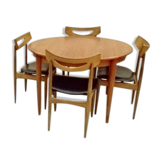 Dining room Samcom scandinavian danish teak table and chairs 1960