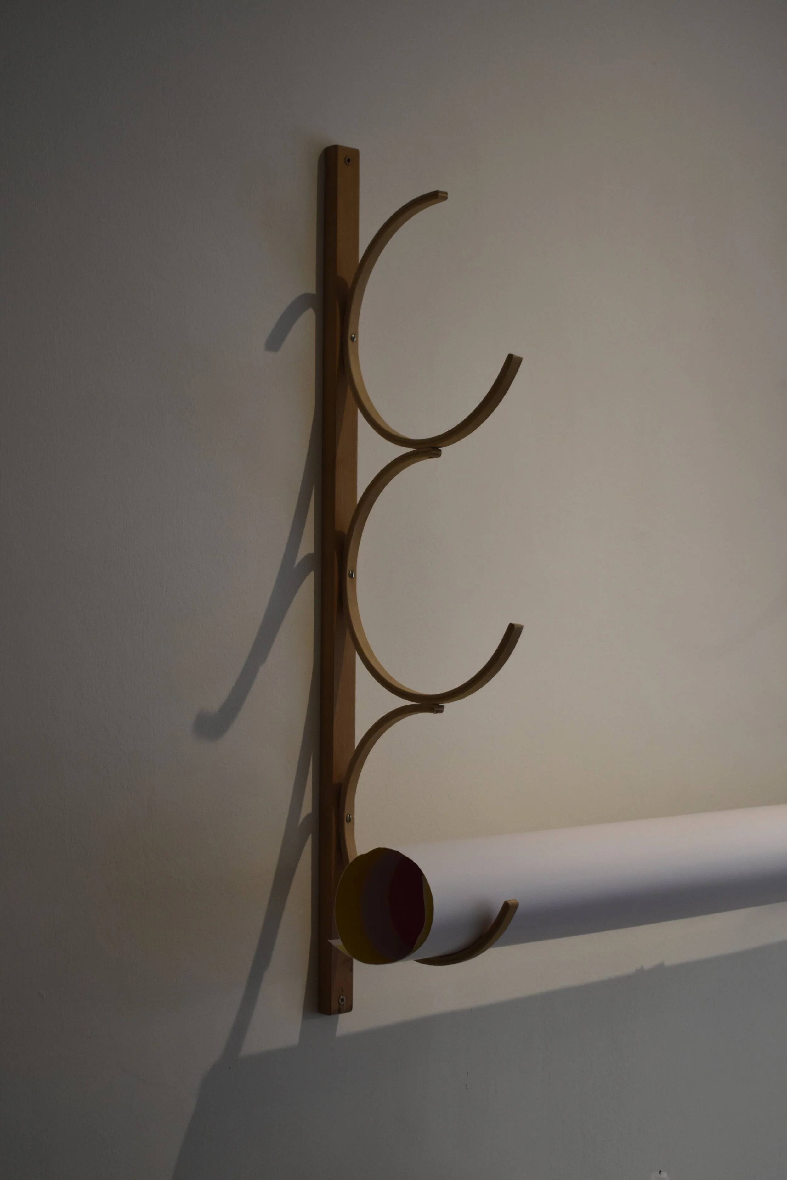 Swedish wooden wall-mounted drawing rack