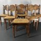 6 Farmhouse wood turned rush dining chairs