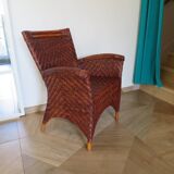 Woven rattan armchair, 1980s