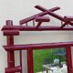 Old vintage red lacquered bamboo Asian coat rack