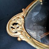 Antique mirror tray Centerpiece mainly in bronze and mercury glass