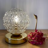 Vintage globe table lamp in molded glass