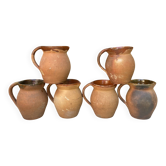 set of terracotta jugs country style