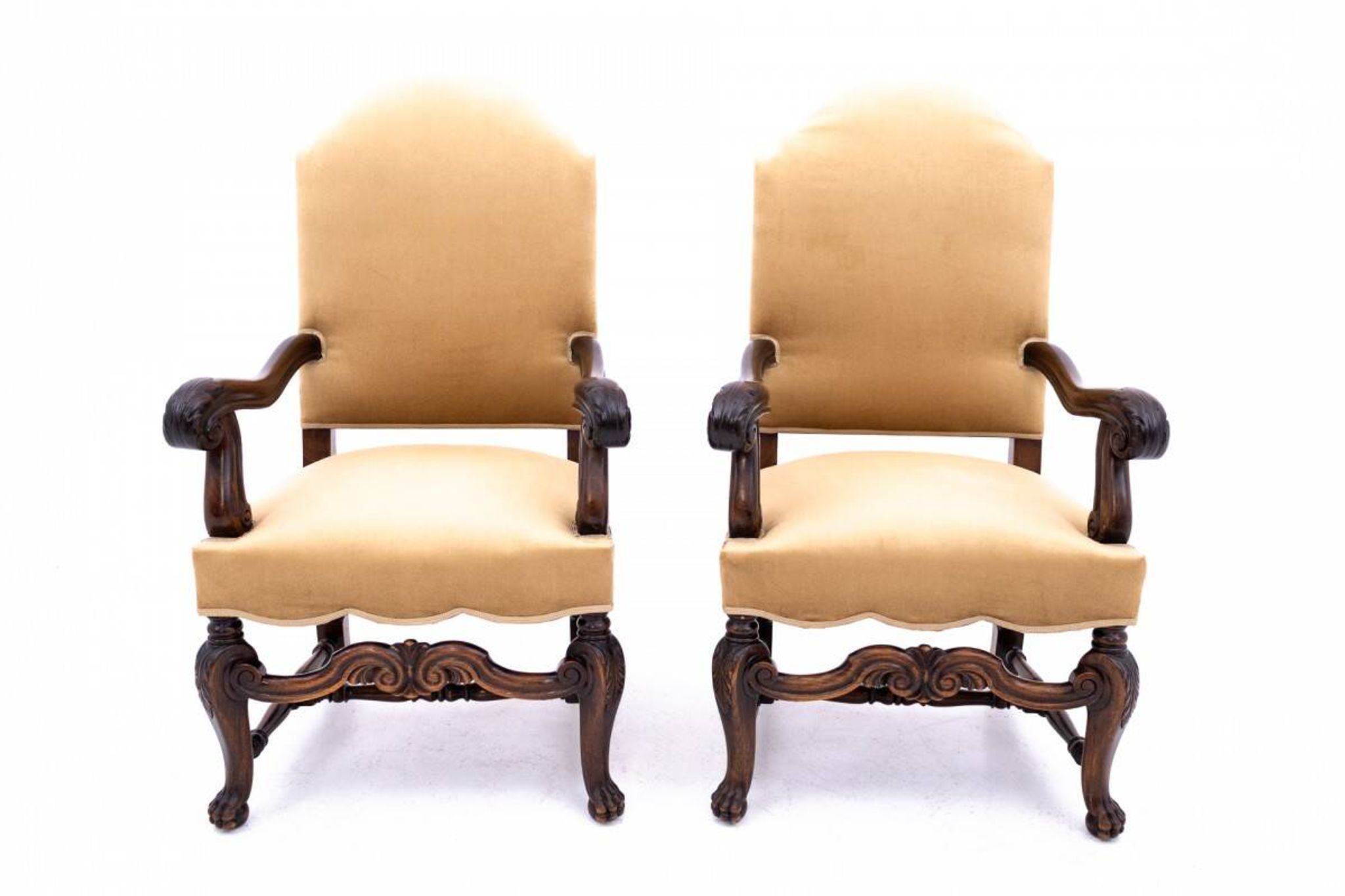 A pair of antique armchairs, Western Europe, around 1900. After renovation