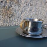 Service à expresso en inox double parois Made in Italy, Design 1970