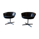 Pair of Pierre Paulin leather armchairs for Artifort 60s
