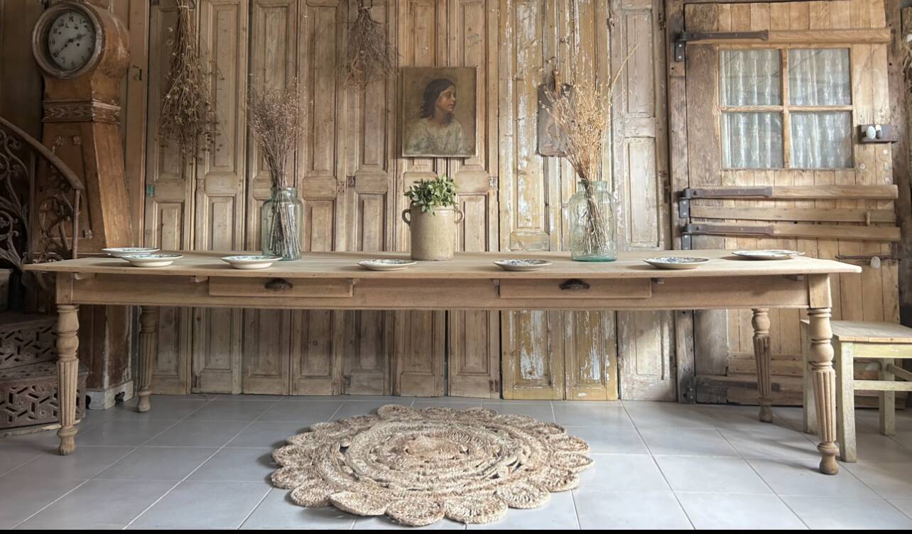 Very Large Antique Farmhouse Table – 3 Meters – Solid Oak