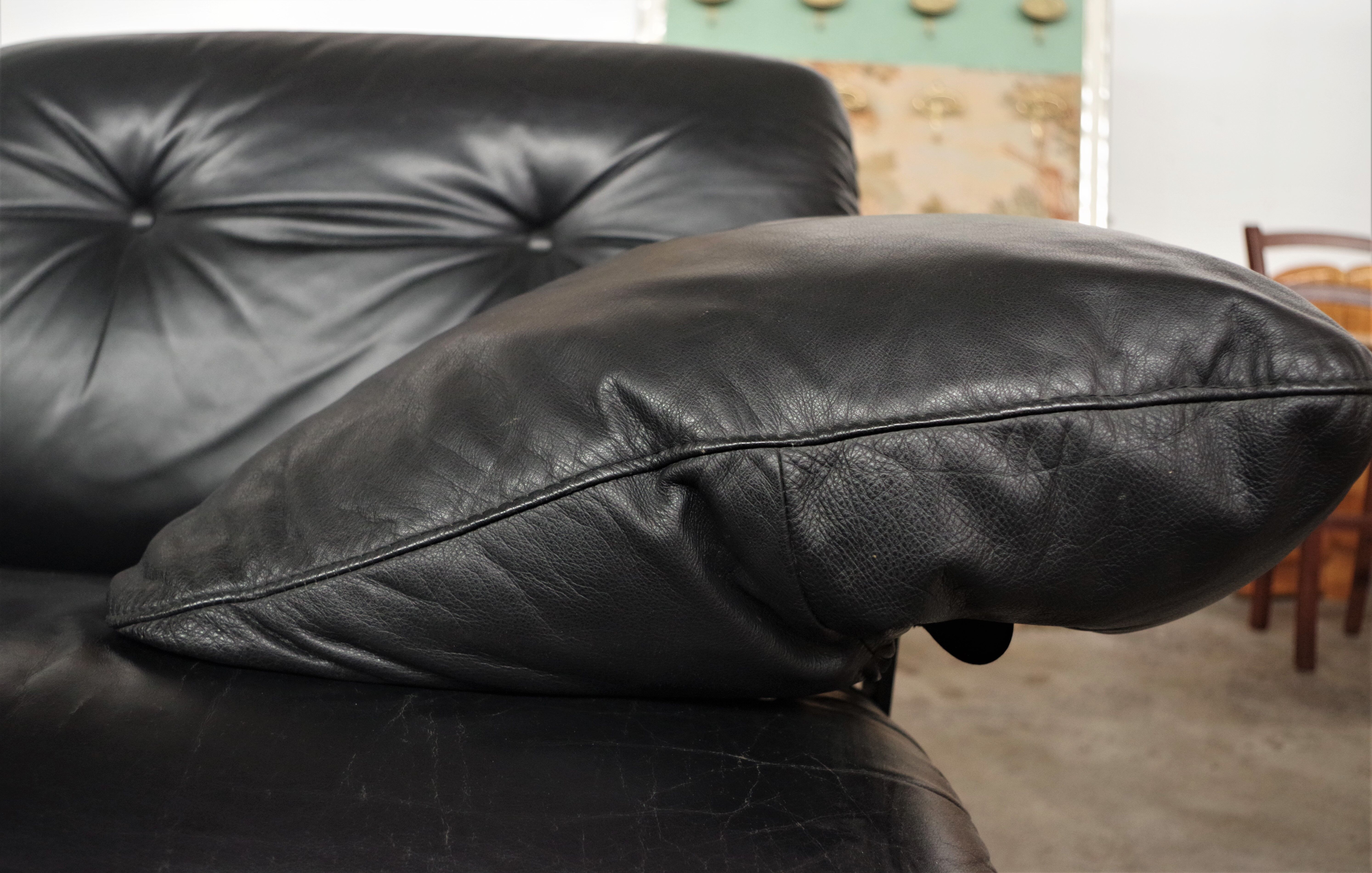 Corner sofa opening in leather and coffee table in marble by pierluigi cerri for frau, 1980s