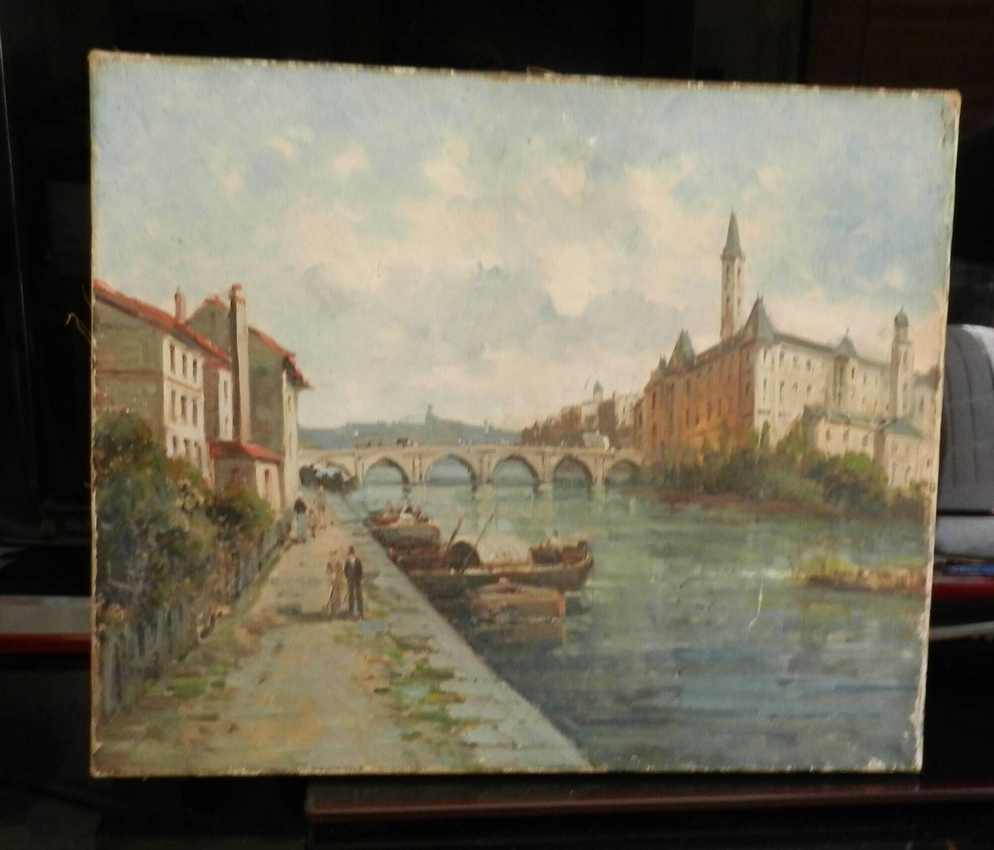 Tableau XIXème peinture à l'huile sur toile