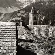 Vintage 1970 photograph of the Meije glacier on a mountain decor panel.
