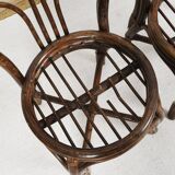 Set of 4 turned wicker chairs, vintage.