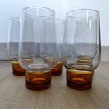Série de 5 verres chope verre coloré 37 Cl Luminarc Années 60/70 vintage