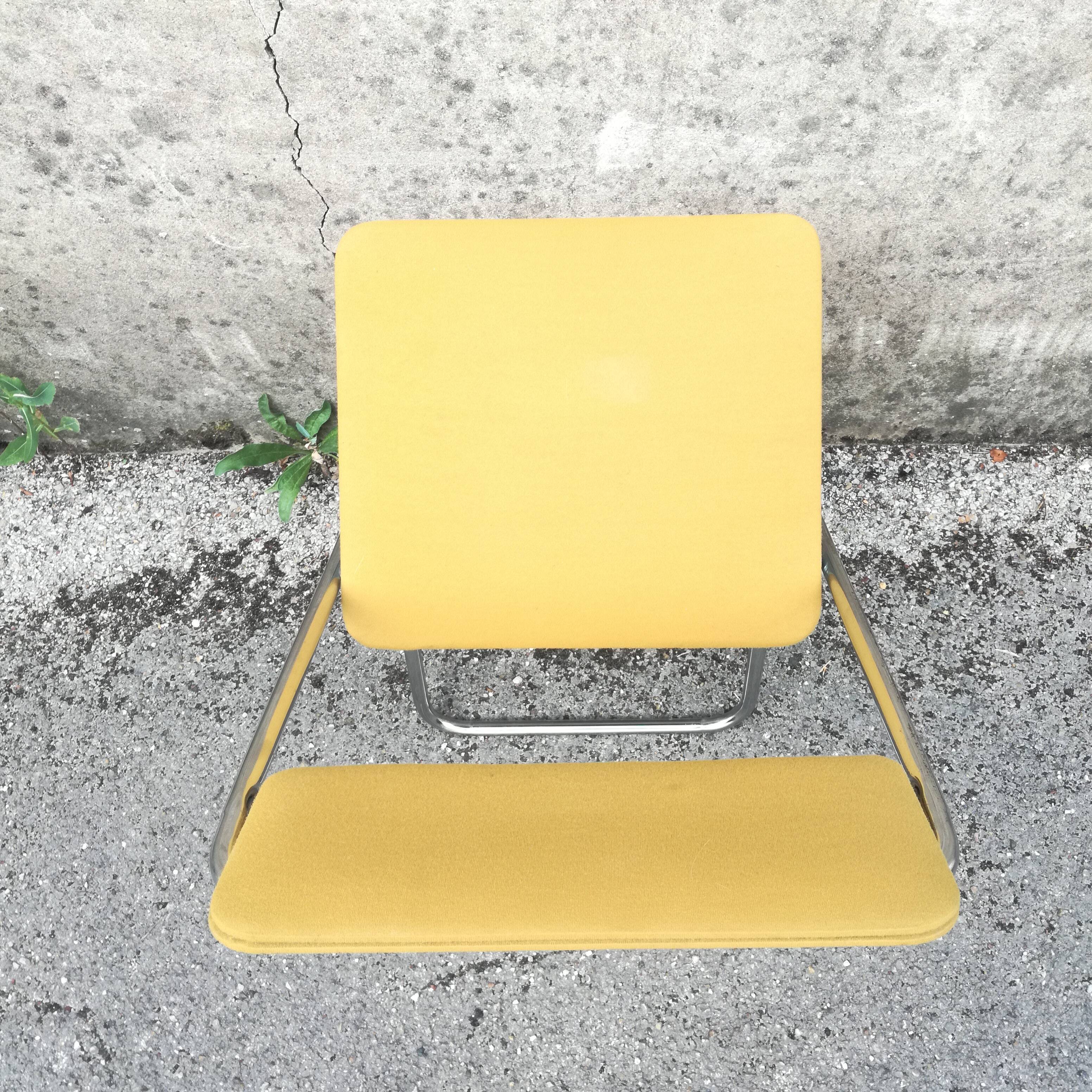 Yellow velvet folding chair