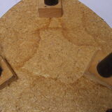 Plant holder tripod in geometrically patterned orange formica