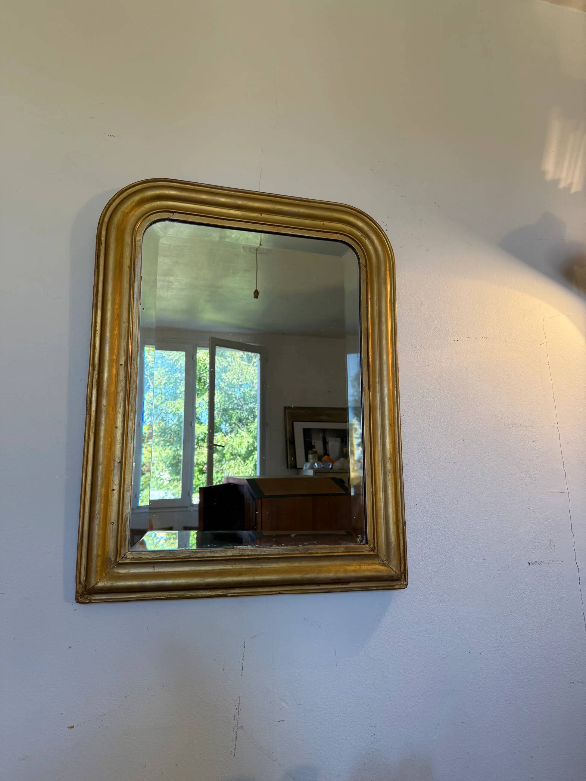 Vintage Louis Philippe mirror with antique gold beveled glass