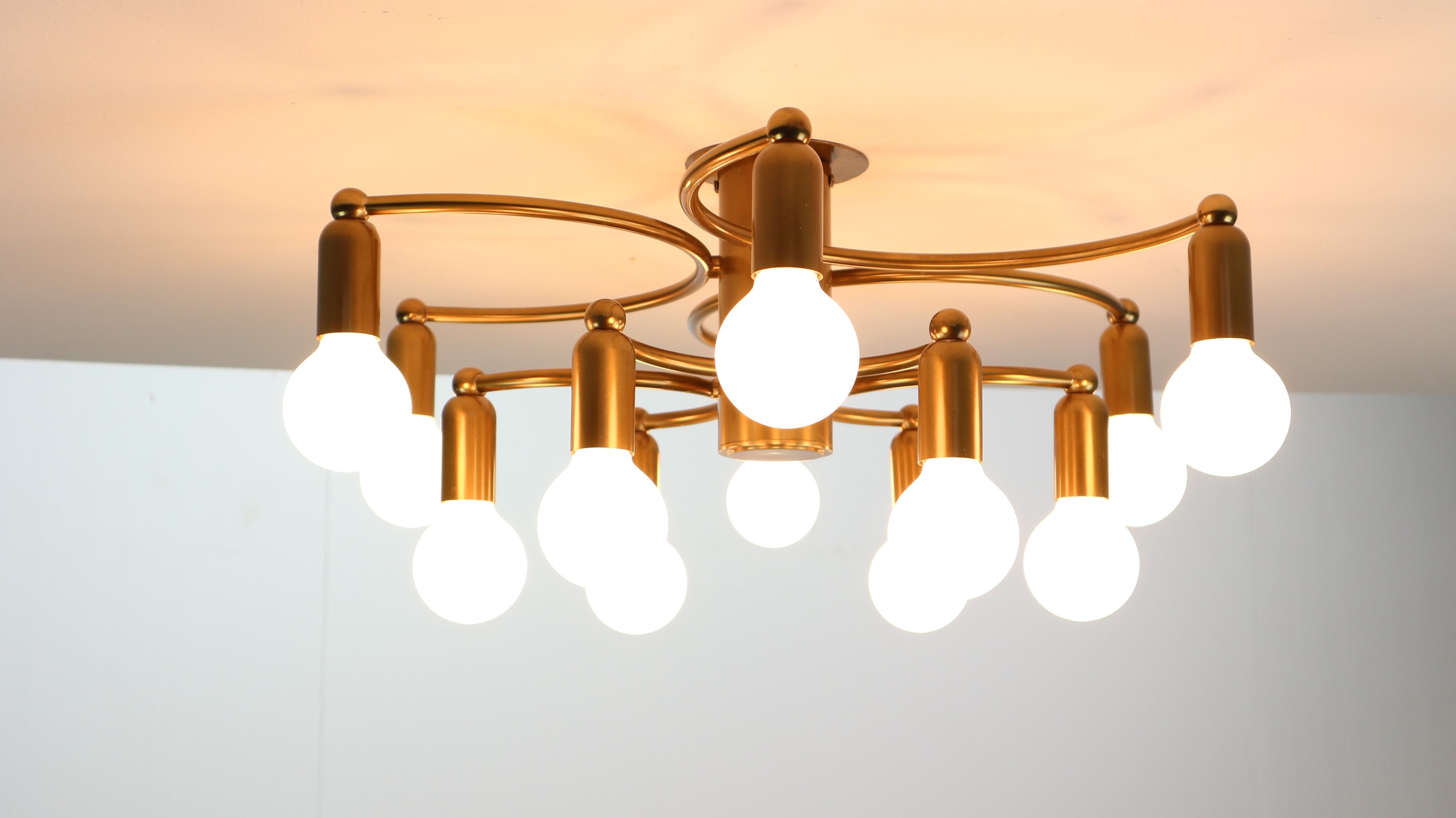 Vintage Modern Golden Color Ceiling Lamp, 1970s