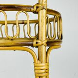 Vintage round service trolley in bamboo and rattan, 1960s