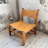 Elm and leather armchair Maison Regain