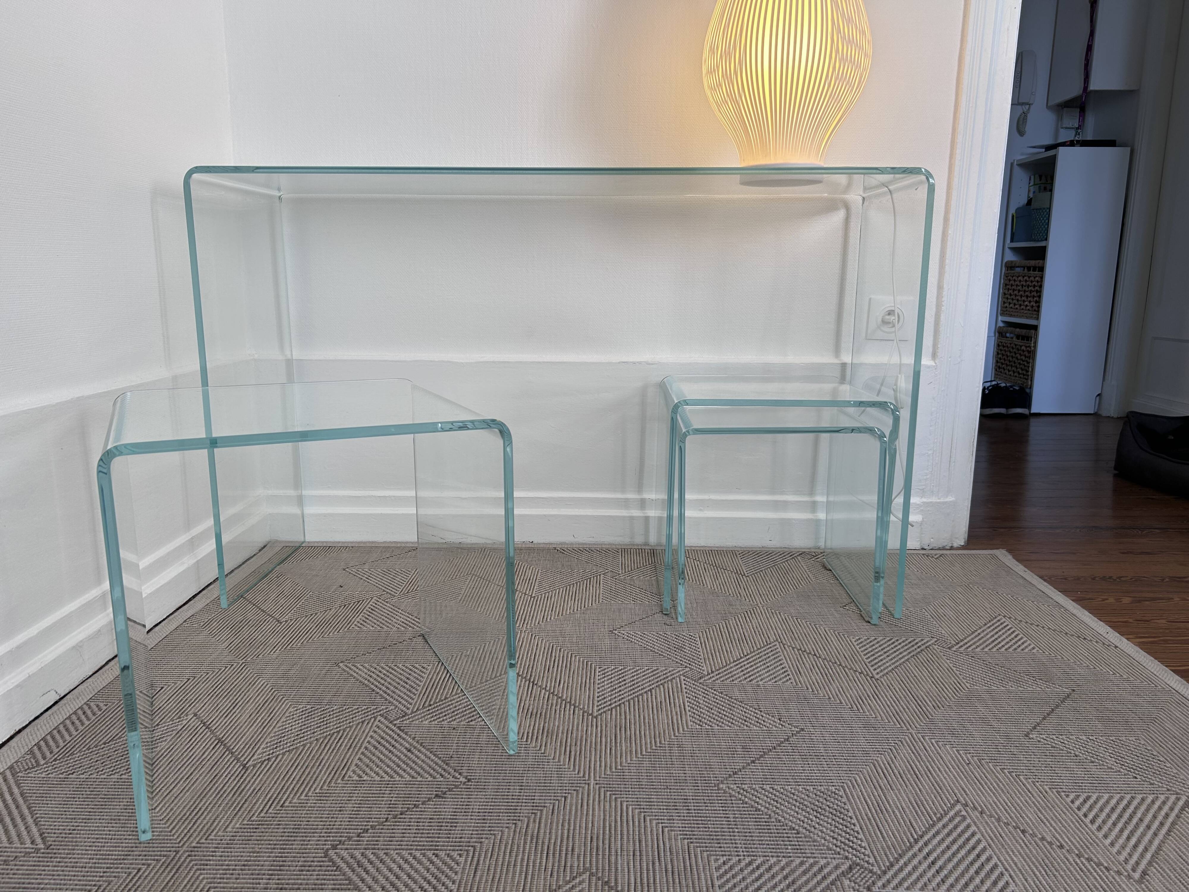 Console glass Akante and nesting side tables