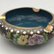 Ashtray, pocket emptier in brass and cloisonné enamel, floral decoration, China