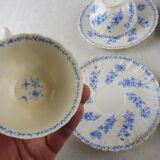 Lot of porcelain cups and under cups, twisted decoration, from Sarreguemines