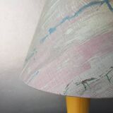 Wooden table lamp with fabric lampshade 1980