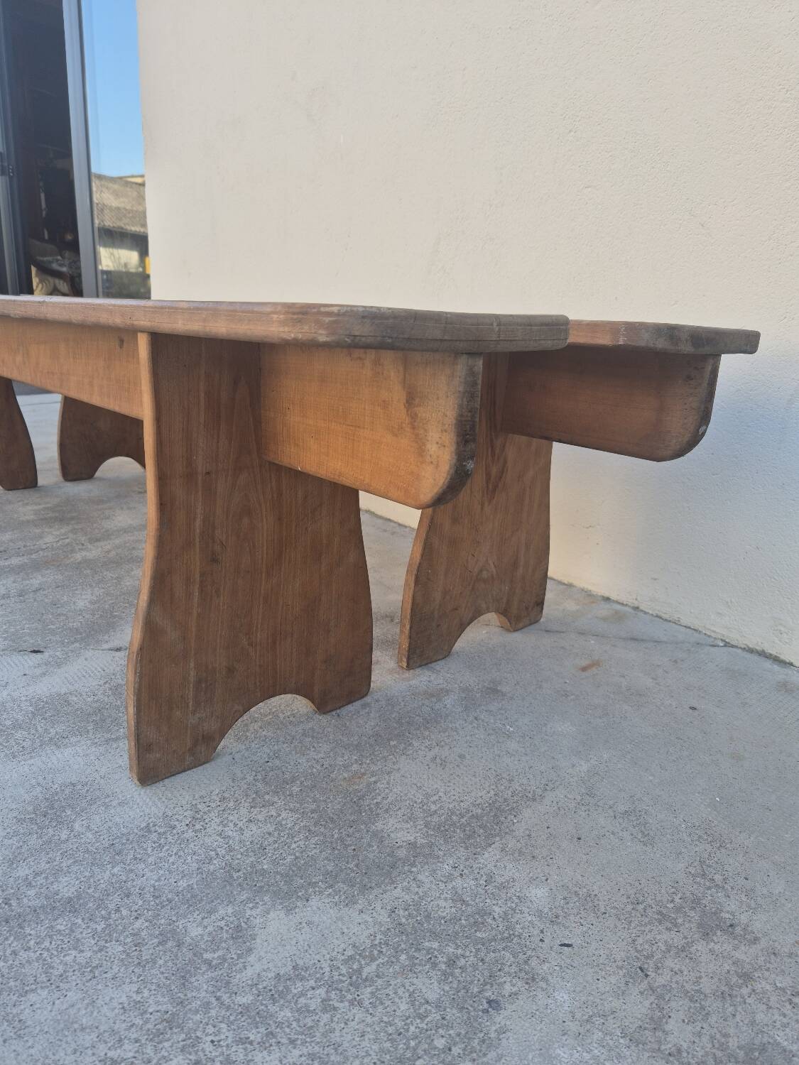 Pair of antique rustic farmhouse benches