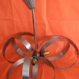 70s industrial style pendant light in brushed steel