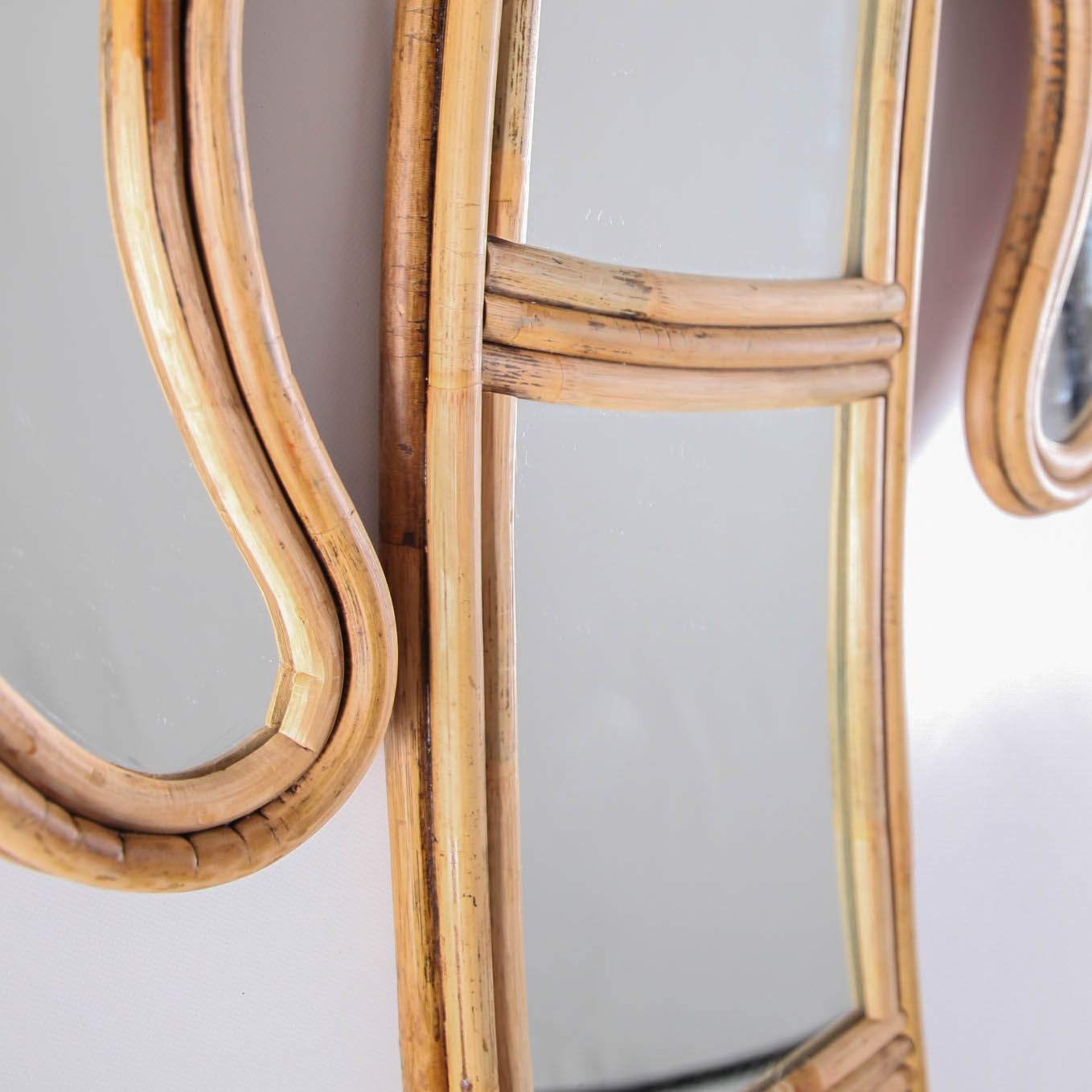 Large rattan palm mirror