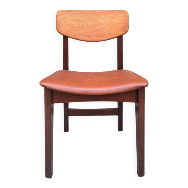 Chaise vintage scandinave en teck, meuble siège ancien