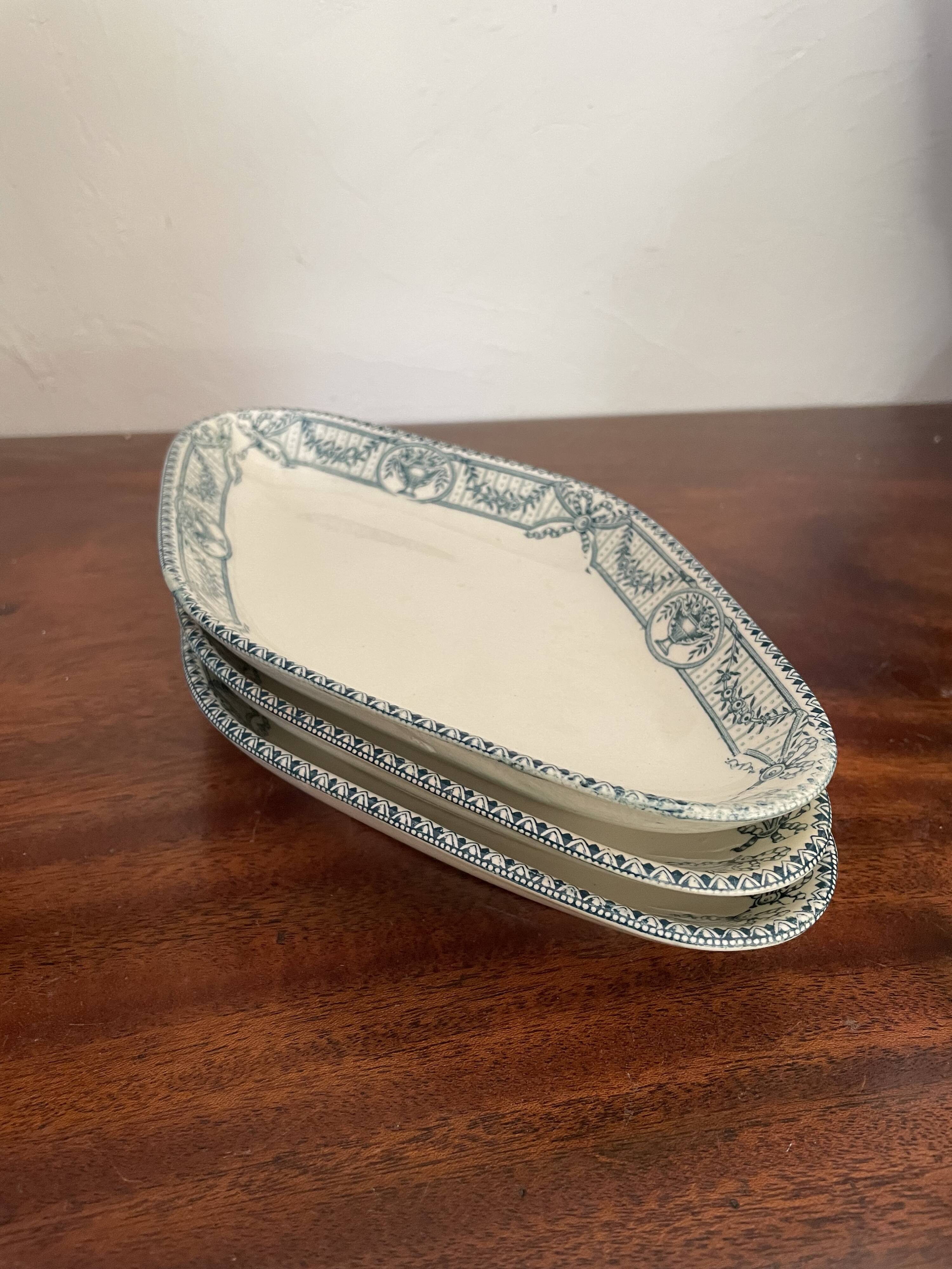Lot de 3 raviers  terre de fer Salins modèle directoire