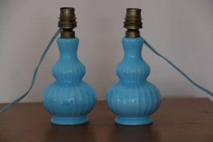 Pair of feet of lamps opaline Chattard