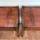 Pair of walnut bedside tables designed by Jacques Hauville for Roche Bobois.