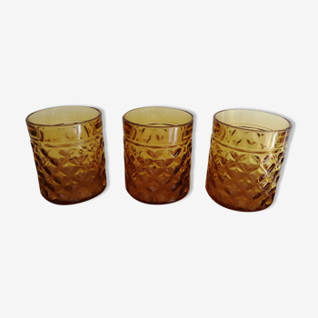 Lot of 3 vintage amber glasses PERNOD SA